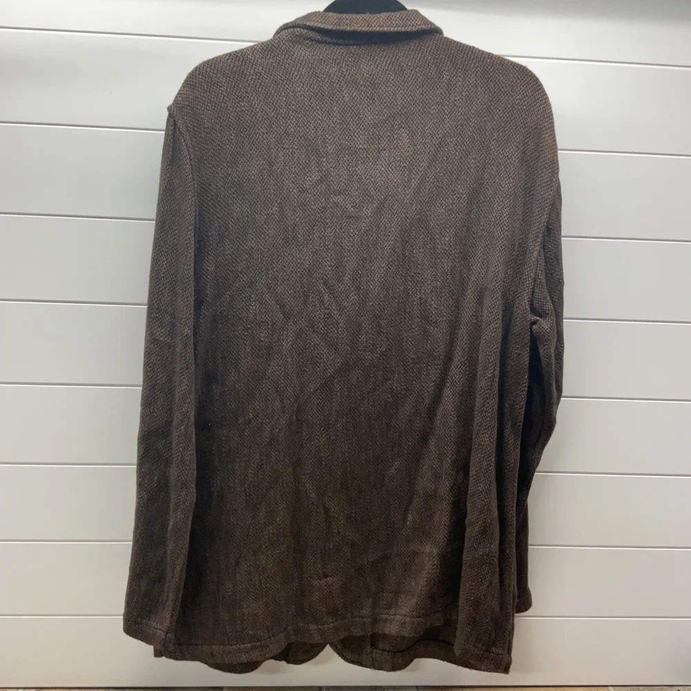 CP Shades Brown Cotton Rayon Textured Knit Unstructured Blazer Jacket Mens L